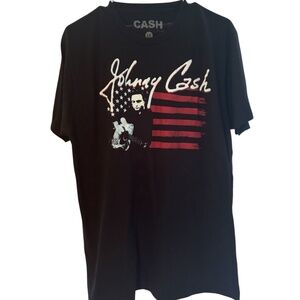Johnny Cash Black Tee with red and White Graphic